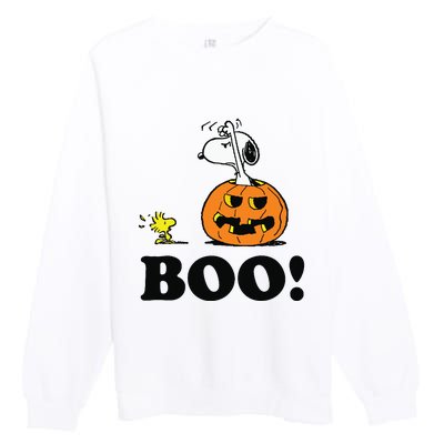 Halloween Boo Raglan Baseball Premium Crewneck Sweatshirt