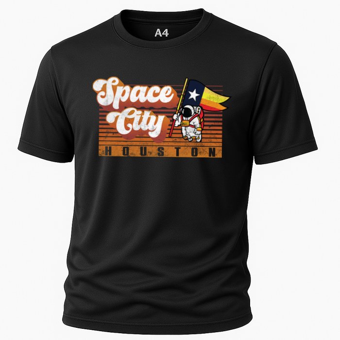 Houston Baseball Space City Astronaut Retro Distressed Cooling Performance Crew T-Shirt