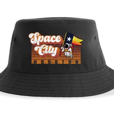 Houston Baseball Space City Astronaut Retro Distressed Sustainable Bucket Hat