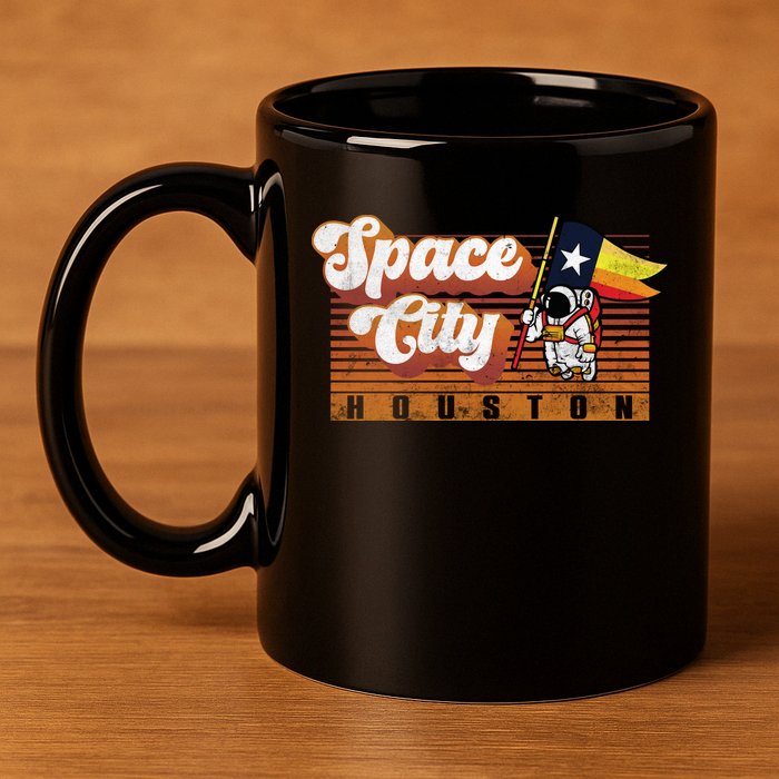 Houston Baseball Space City Astronaut Retro Distressed 11oz C Handle Ceramic Mug