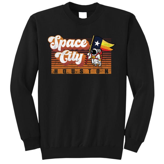 Houston Baseball Space City Astronaut Retro Distressed Tall Sweatshirt