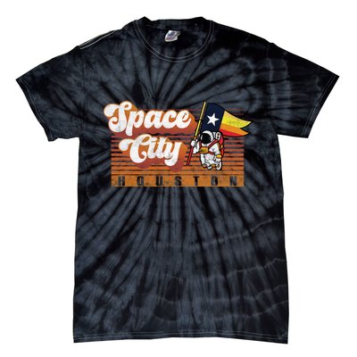 Houston Baseball Space City Astronaut Retro Distressed Tie-Dye T-Shirt