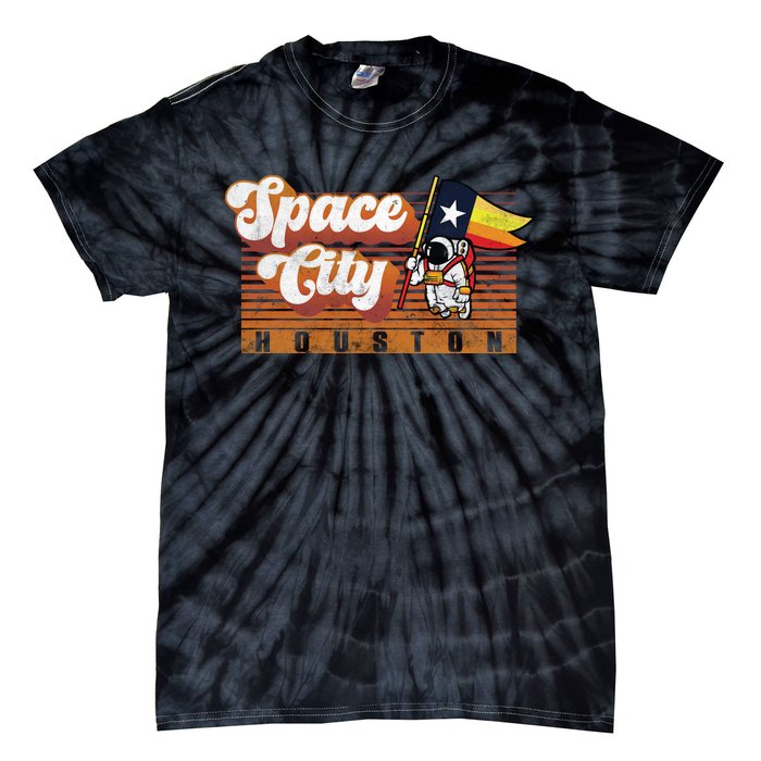 Houston Baseball Space City Astronaut Retro Distressed Tie-Dye T-Shirt