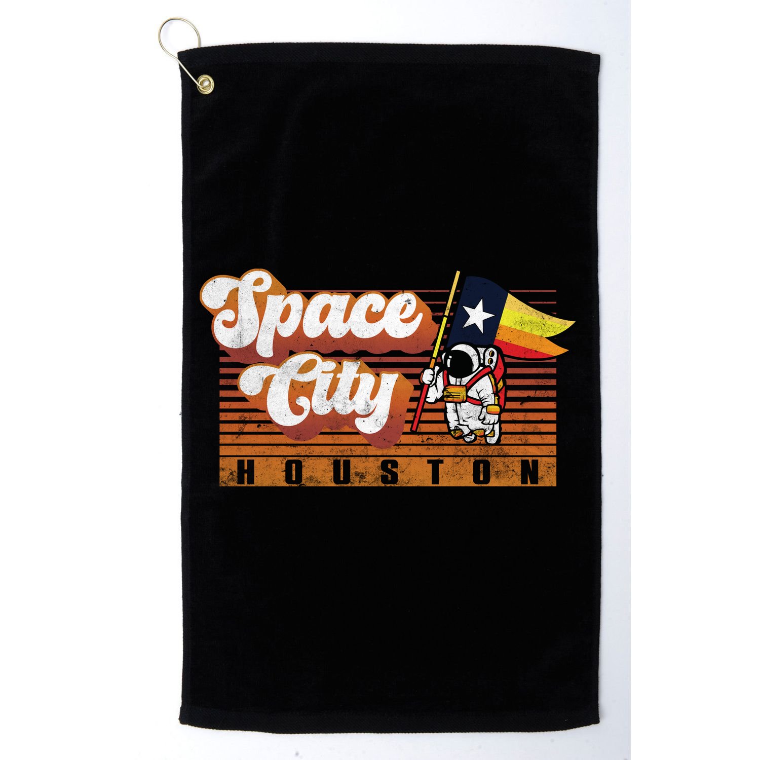 Houston Baseball Space City Astronaut Retro Distressed Golf Towel