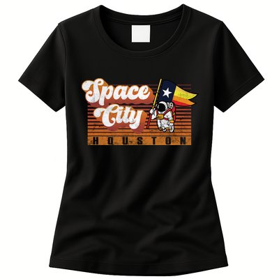 Houston Baseball Space City Astronaut Retro Distressed Womens T-Shirt