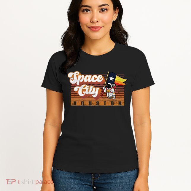 Houston Baseball Space City Astronaut Retro Distressed Womens T-Shirt