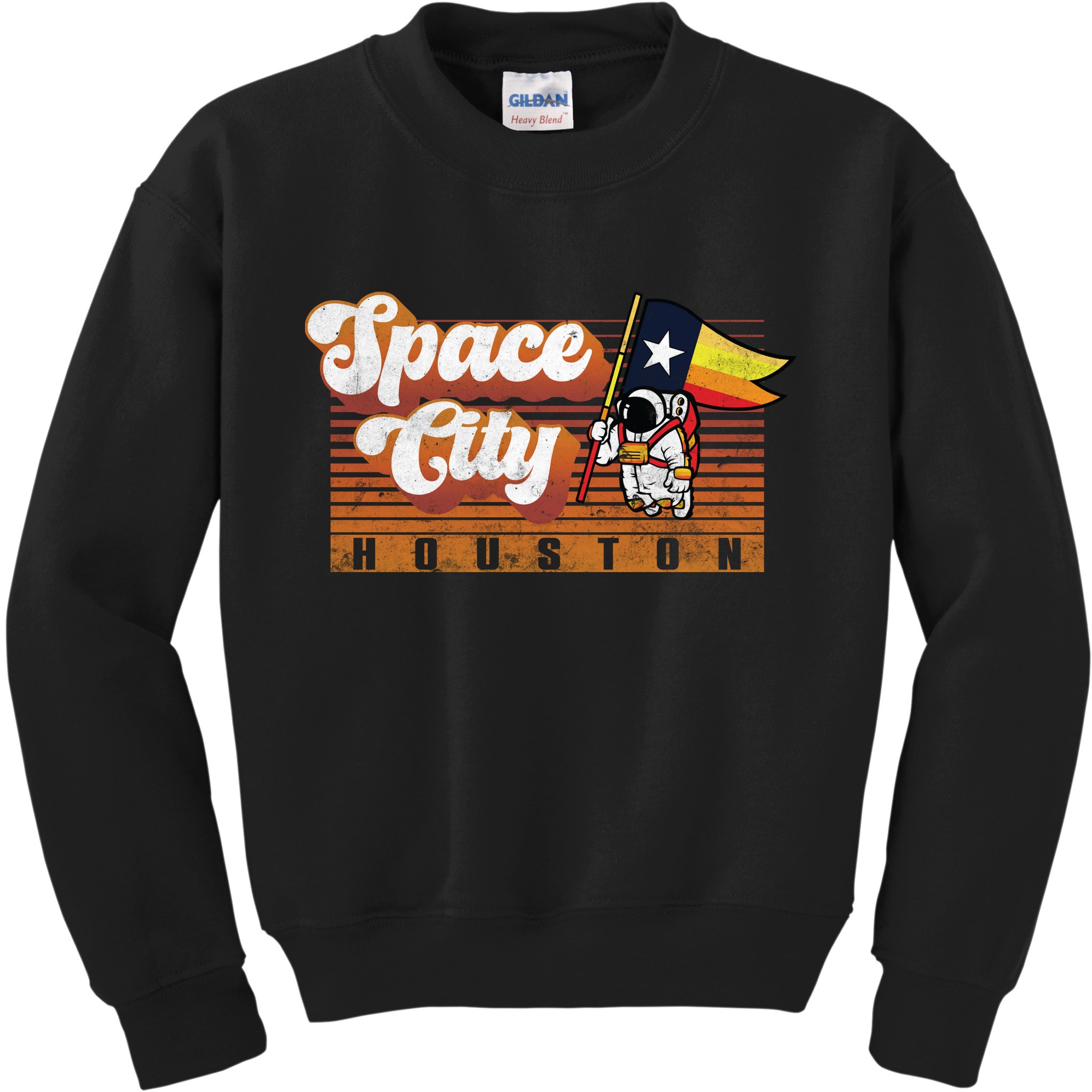 Houston Baseball Space City Astronaut Retro Distressed Kids Sweatshirt