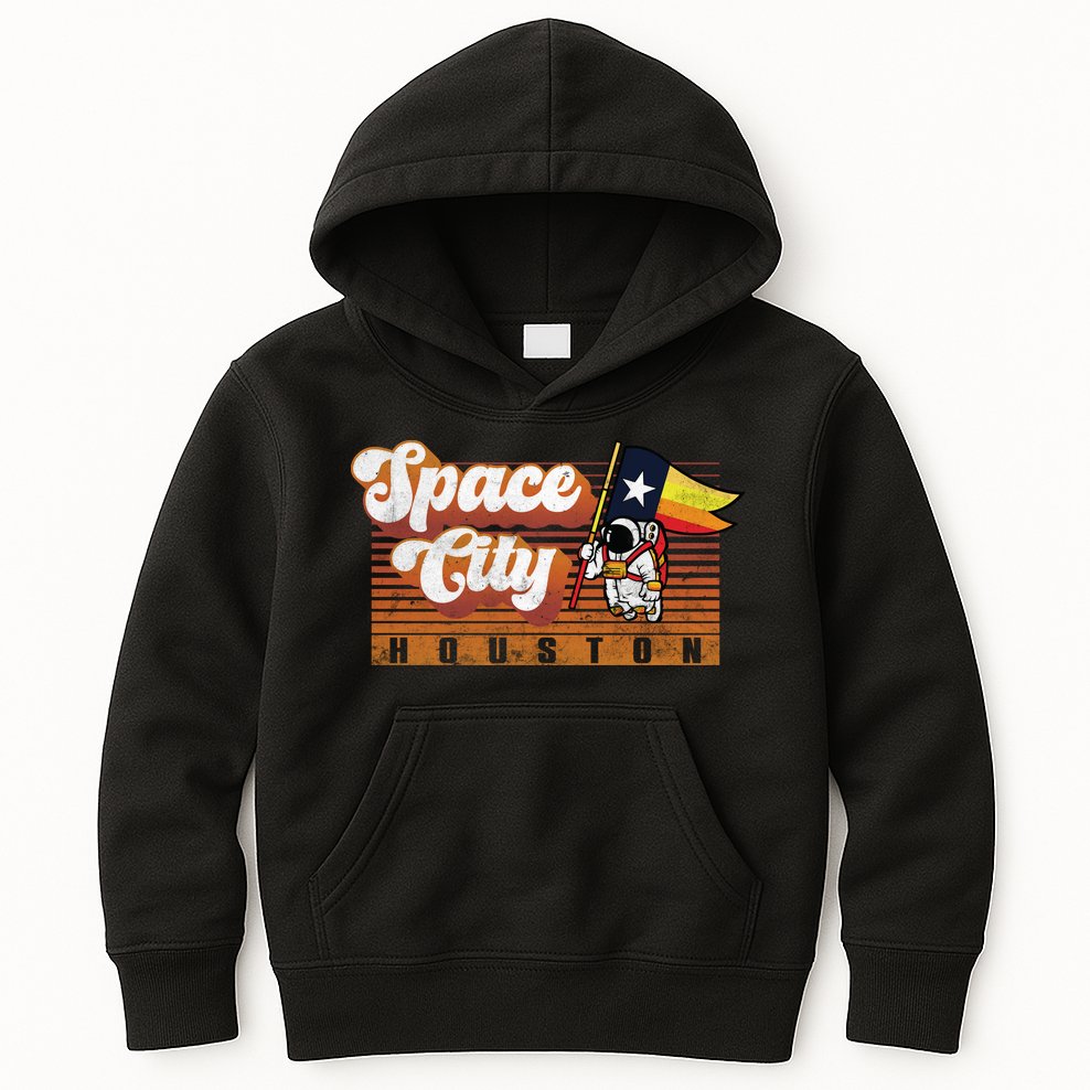 Houston Baseball Space City Astronaut Retro Distressed Kids Hoodie