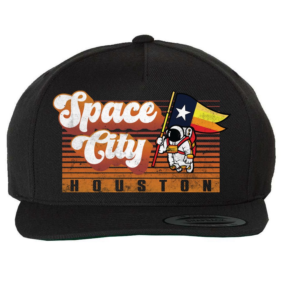 Houston Baseball Space City Astronaut Retro Distressed Wool Snapback Cap
