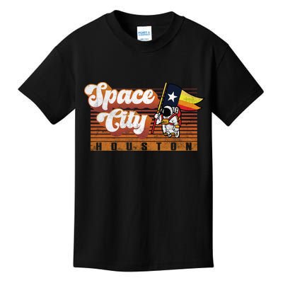 Houston Baseball Space City Astronaut Retro Distressed Kids T-Shirt