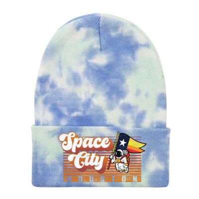 Houston Baseball Space City Astronaut Retro Distressed Tie Dye 12in Knit Beanie