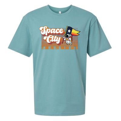 Houston Baseball Space City Astronaut Retro Distressed Sueded Cloud Jersey T-Shirt