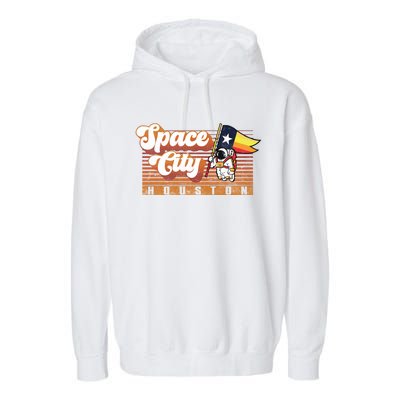 Houston Baseball Space City Astronaut Retro Distressed Garment-Dyed Fleece Hoodie