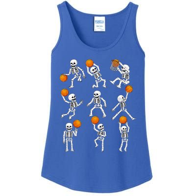 Halloween Basketball Skeletons Dunking Dribble Ladies Essential Tank