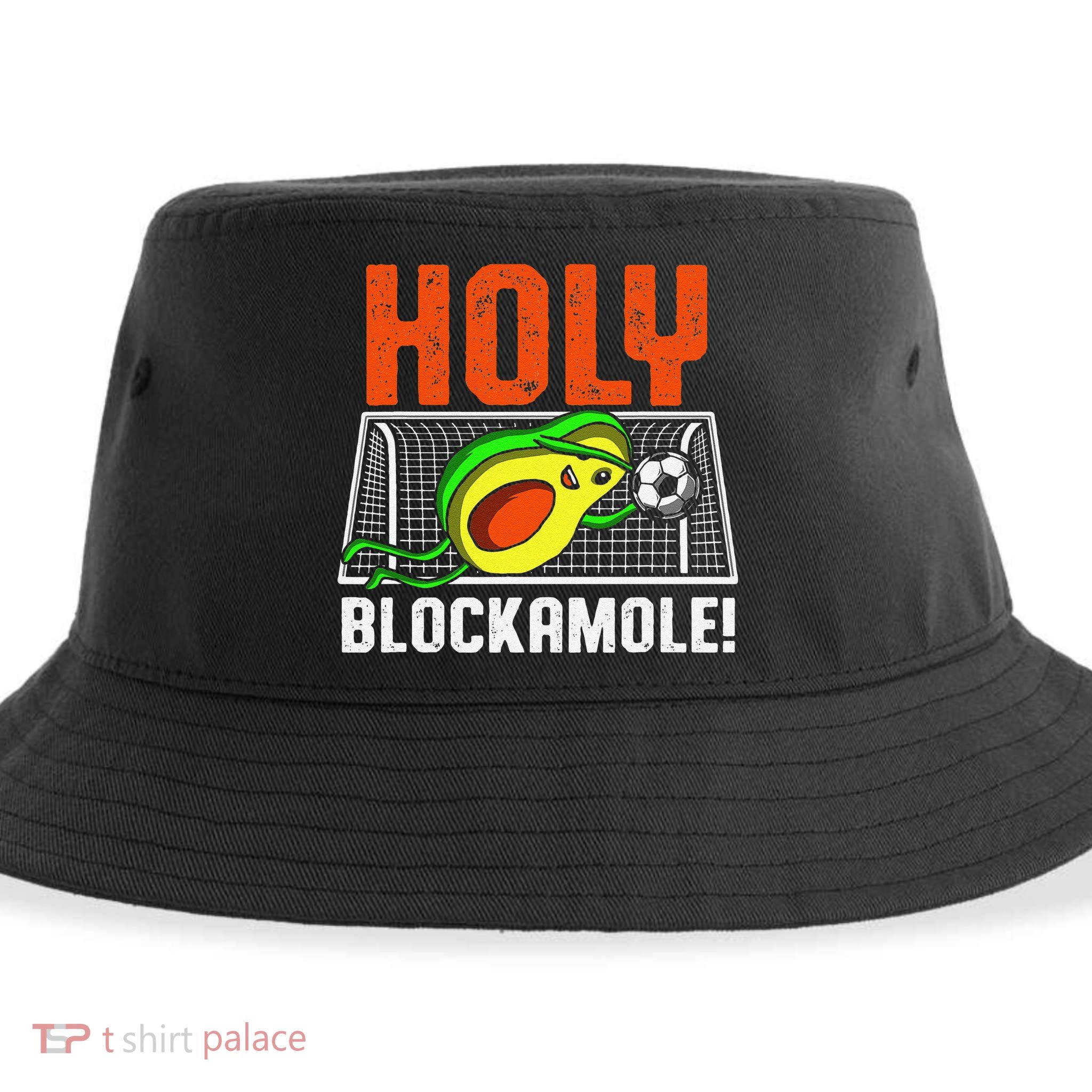 Holy Blockamole Soccer Blocker Funny Avocado Goalie Sustainable Bucket Hat
