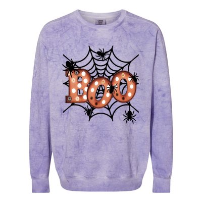 Halloween Boo Spiderweb Scary Spooky Halloween Colorblast Crewneck Sweatshirt