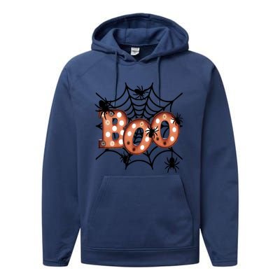 Halloween Boo Spiderweb Scary Spooky Halloween Performance Fleece Hoodie