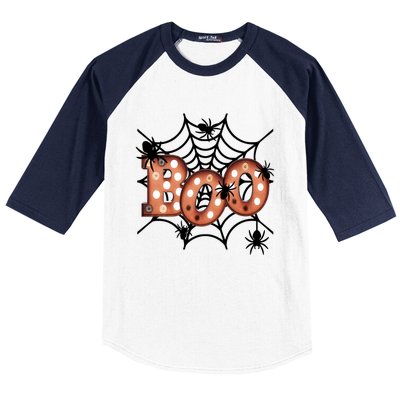 Halloween Boo Spiderweb Scary Spooky Halloween Baseball Sleeve Shirt