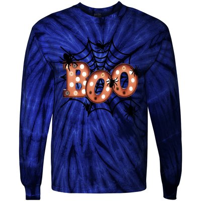 Halloween Boo Spiderweb Scary Spooky Halloween Tie-Dye Long Sleeve Shirt