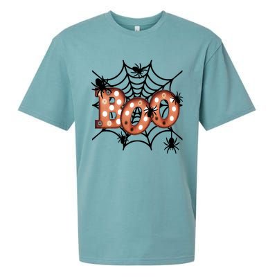 Halloween Boo Spiderweb Scary Spooky Halloween Sueded Cloud Jersey T-Shirt