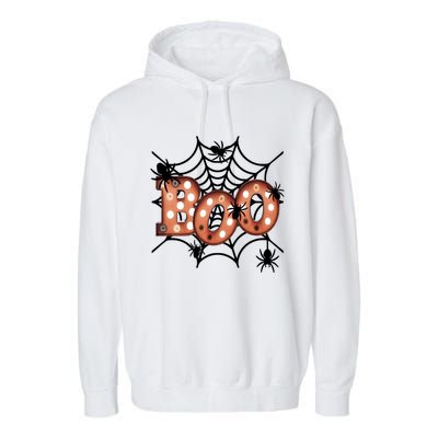 Halloween Boo Spiderweb Scary Spooky Halloween Garment-Dyed Fleece Hoodie