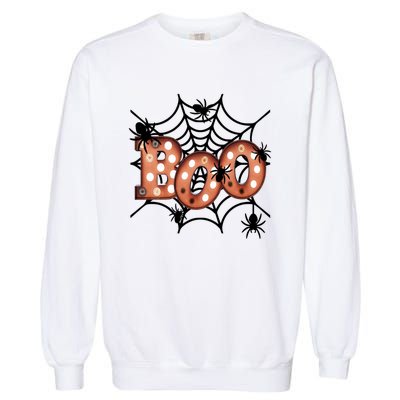 Halloween Boo Spiderweb Scary Spooky Halloween Garment-Dyed Sweatshirt