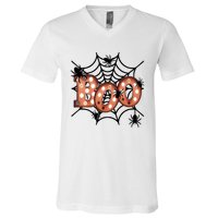 Halloween Boo Spiderweb Scary Spooky Halloween V-Neck T-Shirt