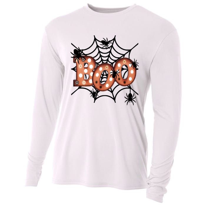 Halloween Boo Spiderweb Scary Spooky Halloween Cooling Performance Long Sleeve Crew