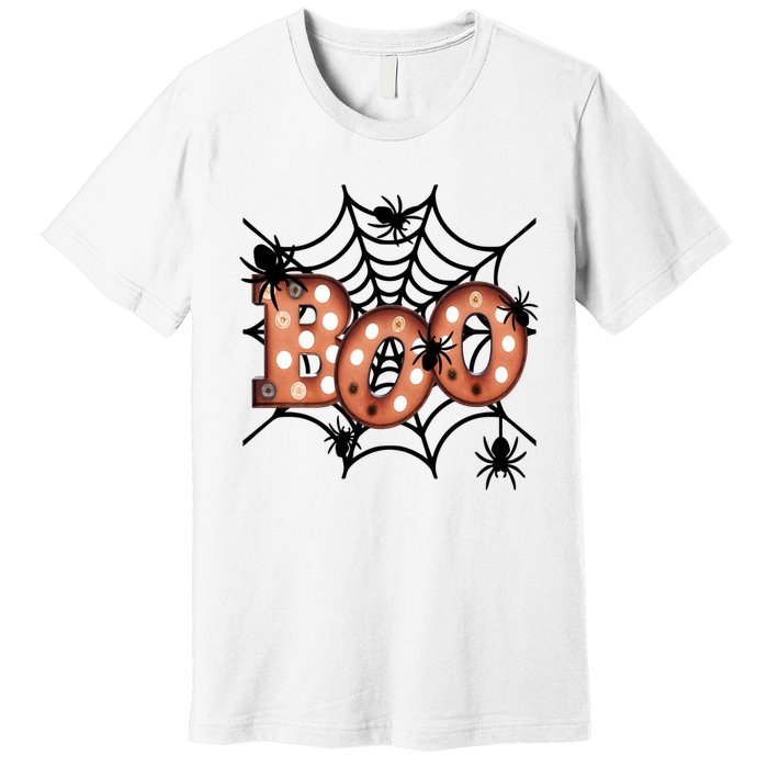 Halloween Boo Spiderweb Scary Spooky Halloween Premium T-Shirt