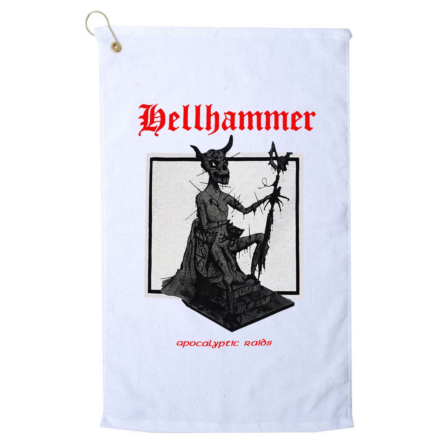 Hellhammer Black Statue Golf Towel