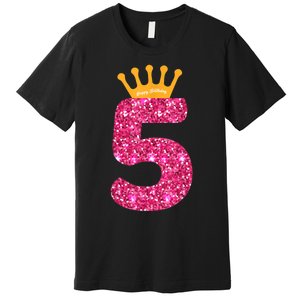 Happy Birthday Shirt, Girls 5th Party 5 Years Old Bday Premium T-Shirt