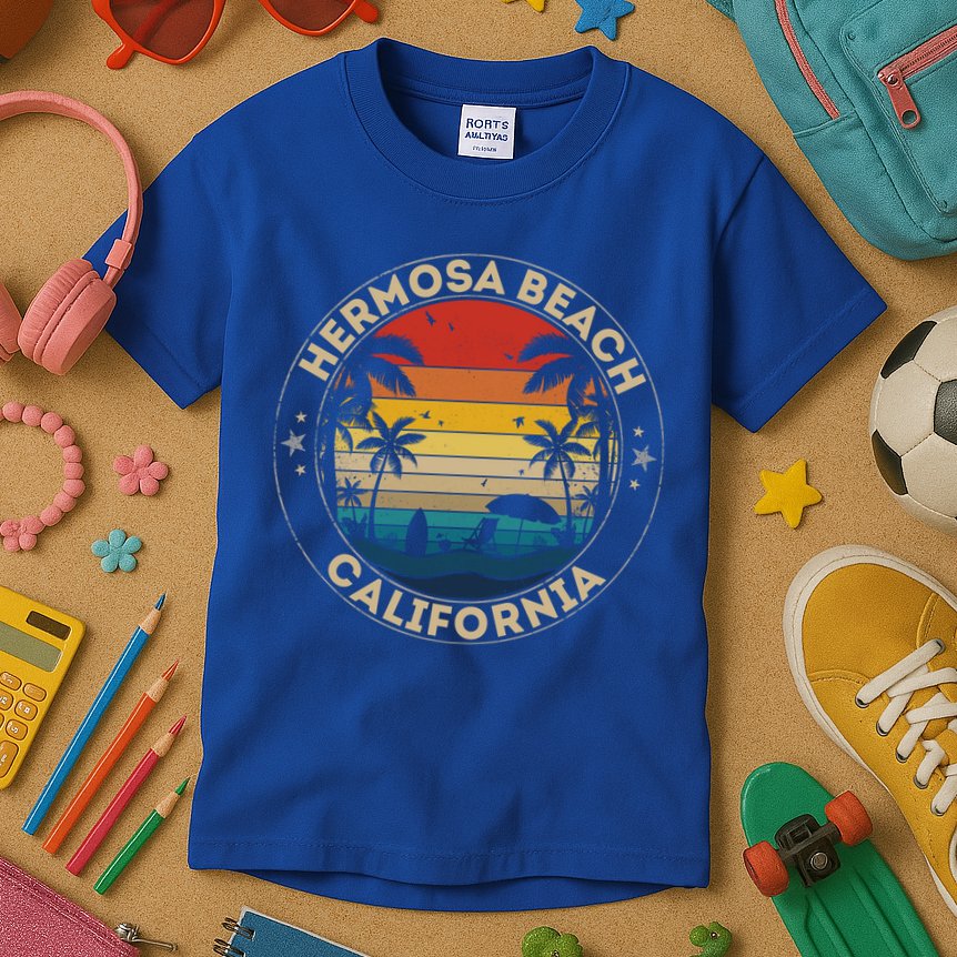 Hermosa Beach Souvenir Gift California Reminder Gift Kids T-Shirt