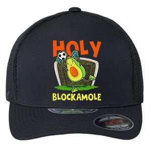 Holy Blockamole Soccer Blocker Funny Avocado Goalie Flexfit Unipanel Trucker Cap