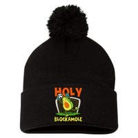 Holy Blockamole Soccer Blocker Funny Avocado Goalie Pom Pom 12in Knit Beanie