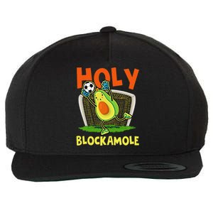 Holy Blockamole Soccer Blocker Funny Avocado Goalie Wool Snapback Cap