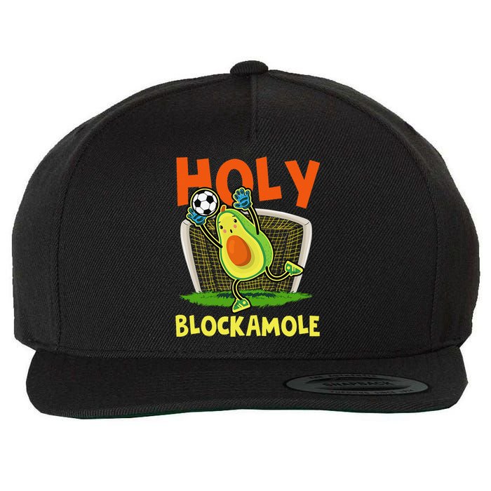 Holy Blockamole Soccer Blocker Funny Avocado Goalie Wool Snapback Cap