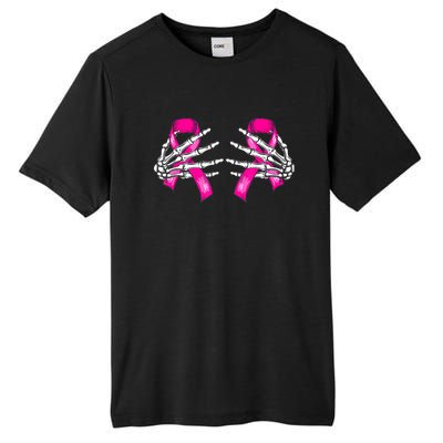 Halloween Boob Skeleton Hand On Breast Cancer Ribbon Tall Fusion ChromaSoft Performance T-Shirt