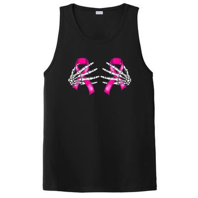 Halloween Boob Skeleton Hand On Breast Cancer Ribbon PosiCharge Competitor Tank