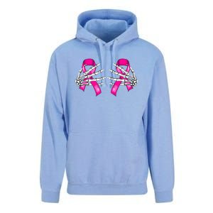 Halloween Boob Skeleton Hand On Breast Cancer Ribbon Unisex Surf Hoodie