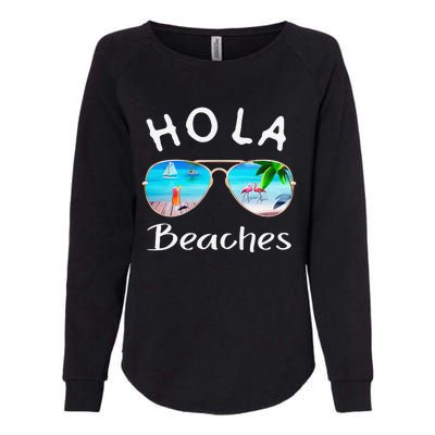 Hola Beaches Summer Sunglasses Flamingo Beach Ocean Womens California Wash Sweatshirt