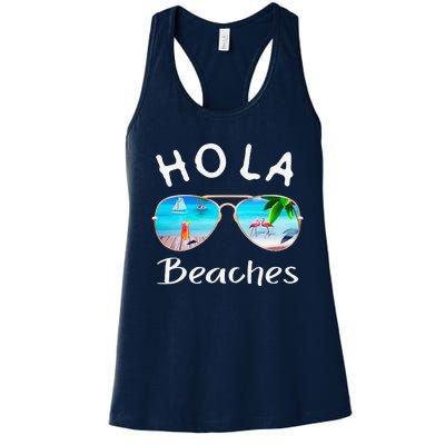 Hola Beaches Summer Sunglasses Flamingo Beach Ocean Women's Racerback Tank