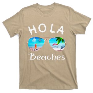 Hola Beaches Summer Sunglasses Flamingo Beach Ocean T-Shirt