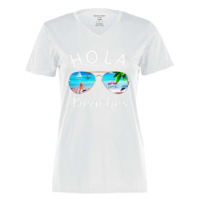 Hola Beaches Summer Sunglasses Flamingo Beach Ocean Women's Momentum V-Neck T-Shirt