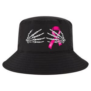 Halloween Boob Skeleton Hand On Breast Cancer Ribbon Cool Comfort Performance Bucket Hat