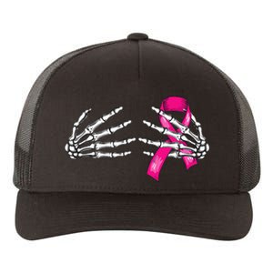 Halloween Boob Skeleton Hand On Breast Cancer Ribbon Yupoong Adult 5-Panel Trucker Hat