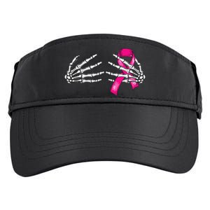 Halloween Boob Skeleton Hand On Breast Cancer Ribbon Adult Drive Performance Visor