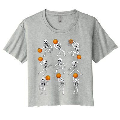 Halloween Basketball Skeletons Dunking Dribble Women's Crop Top Tee