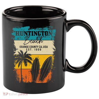 Huntington Beach Surfing Vintage Orange County California 11oz C Handle Ceramic Mug