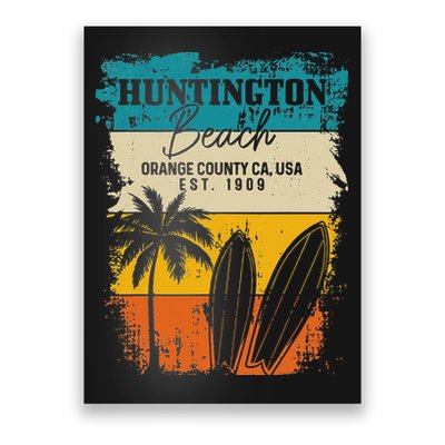 Huntington Beach Surfing Vintage Orange County California Poster