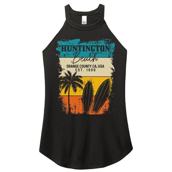 Huntington Beach Surfing Vintage Orange County California Women's Perfect Tri Rocker Tank